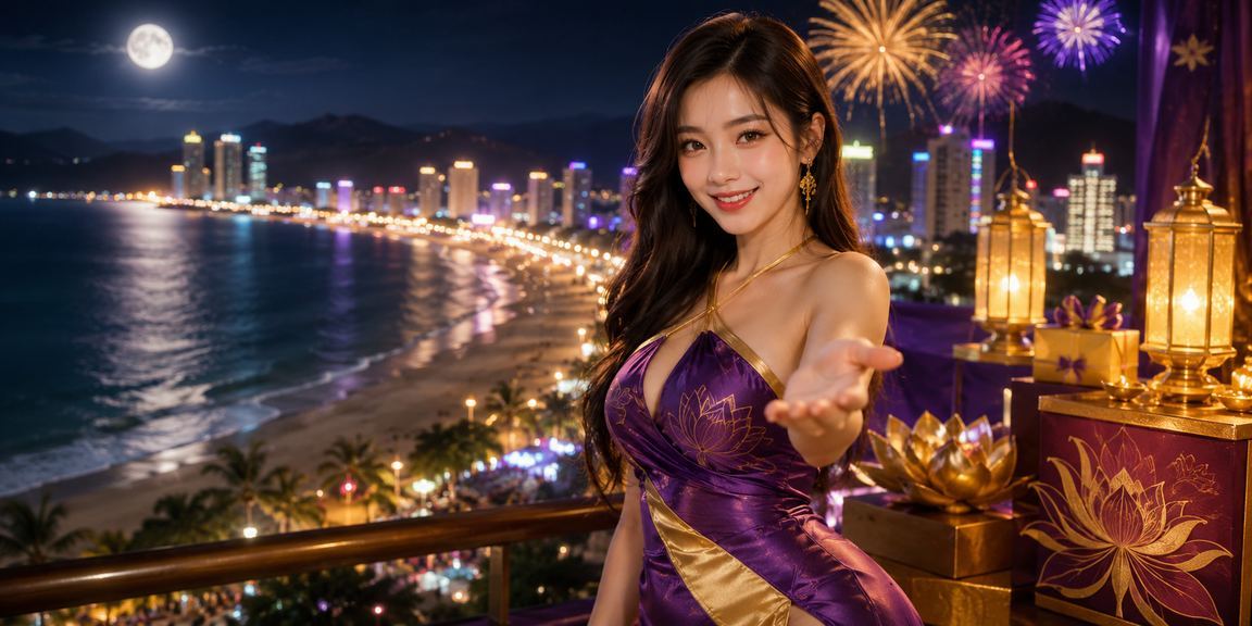 Không khí lễ hội cá cược tại Quy Nhơn với ánh đèn sân khấu và màn hình casino sống động
